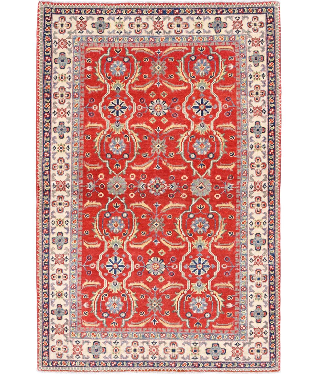 Hand Knotted Tribal Kazak Wool Rug - 3'1'' x 4'9''