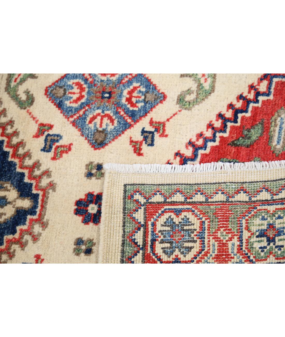 Hand Knotted Tribal Kazak Wool Rug - 3'1'' x 5'2'' 3' 1" X 5' 2" (94 X 157) / Ivory / Red