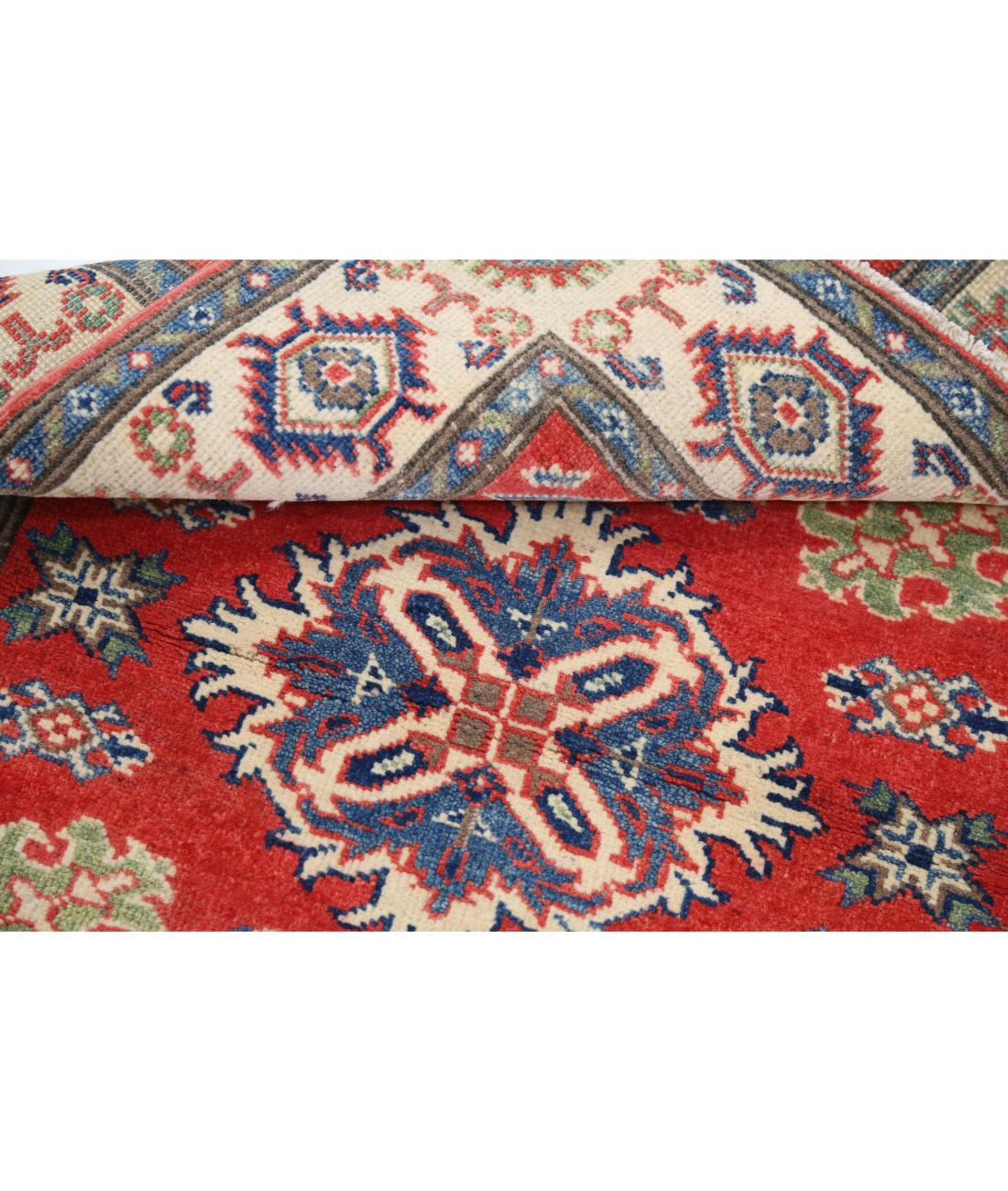 Hand Knotted Tribal Kazak Wool Rug - 3'3'' x 4'7'' 3' 3" X 4' 7" (99 X 140) / Red / Ivory