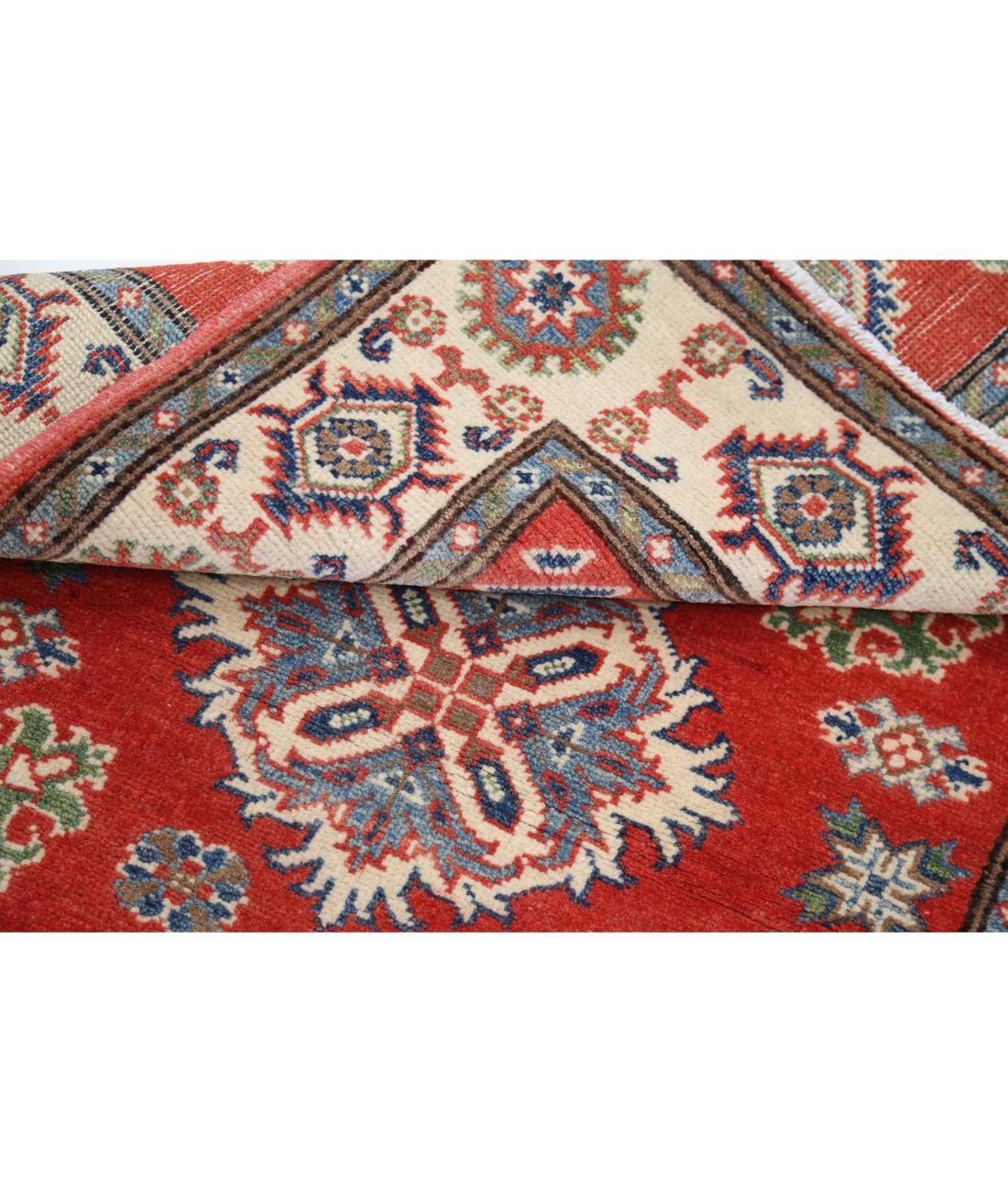 Hand Knotted Tribal Kazak Wool Rug - 3'3'' x 4'9'' 3' 3" X 4' 9" (99 X 145) / Red / Ivory