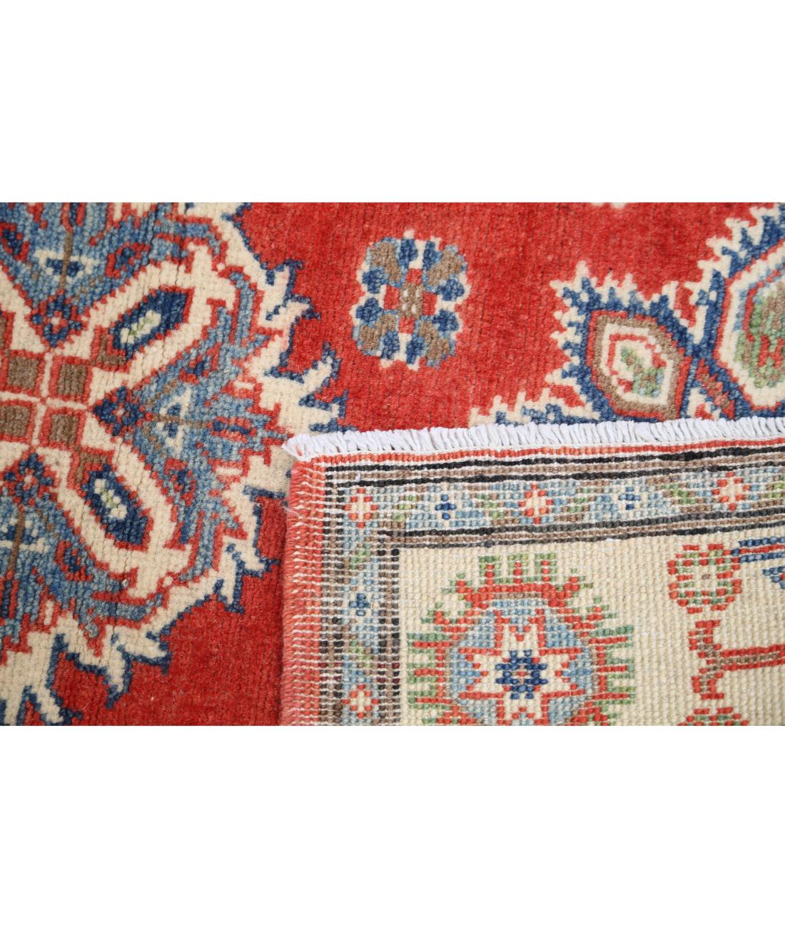 Hand Knotted Tribal Kazak Wool Rug - 3'3'' x 4'9'' 3' 3" X 4' 9" (99 X 145) / Red / Ivory