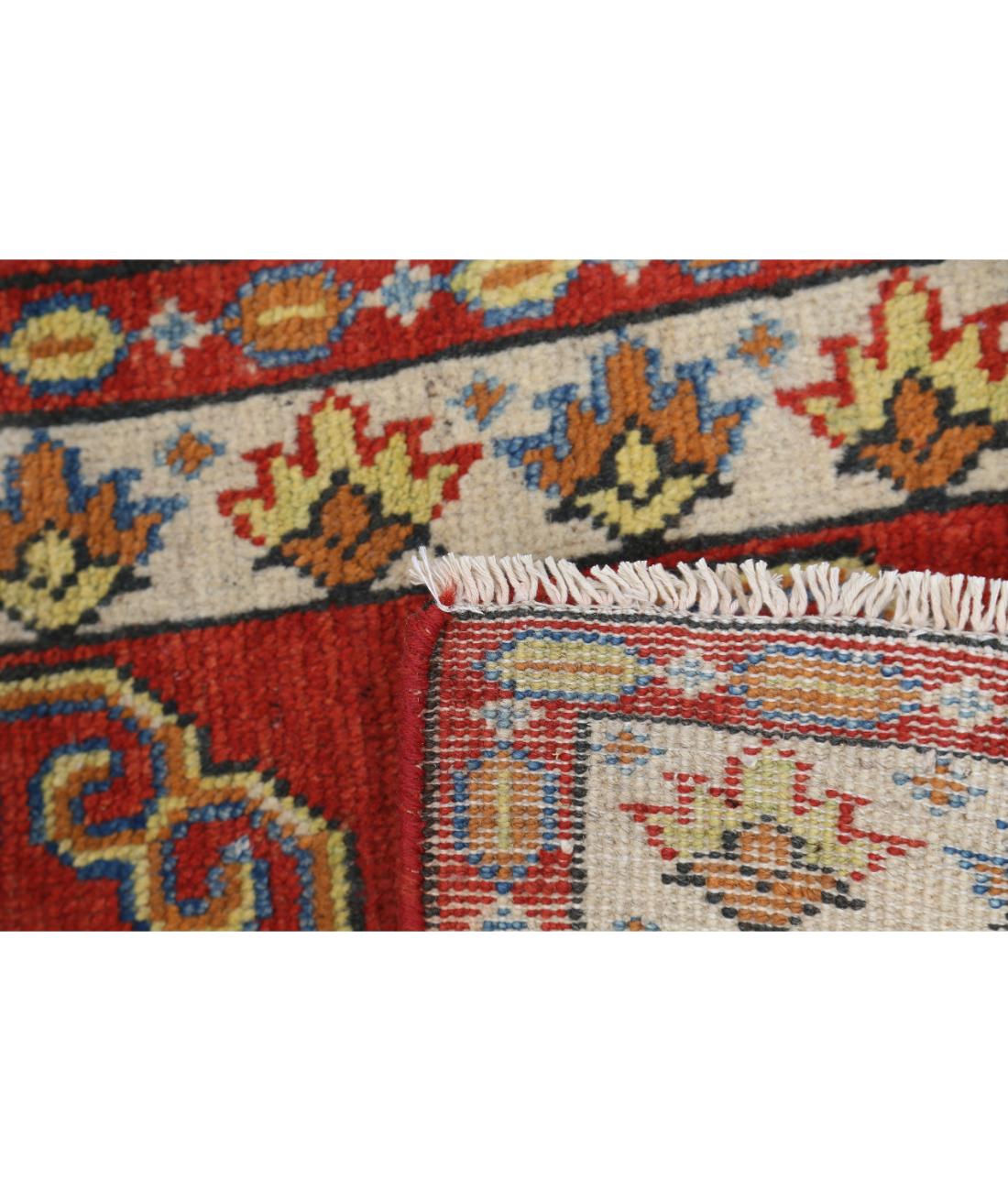 Hand Knotted Tribal Kazak Wool Rug - 1'7'' x 2'3'' 1' 7" X 2' 3" (48 X 69) / Red / Ivory
