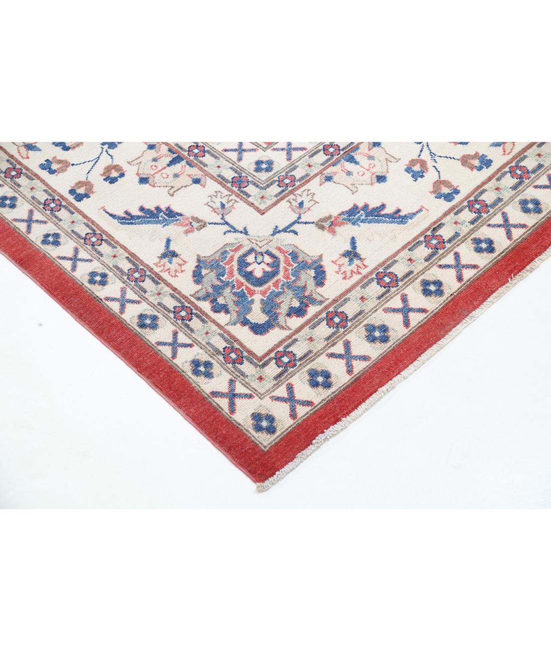 Hand Knotted Tribal Kazak Wool Rug - 12'1'' x 15'3'' 12' 1" X 15' 3" (368 X 465) / Red / Ivory