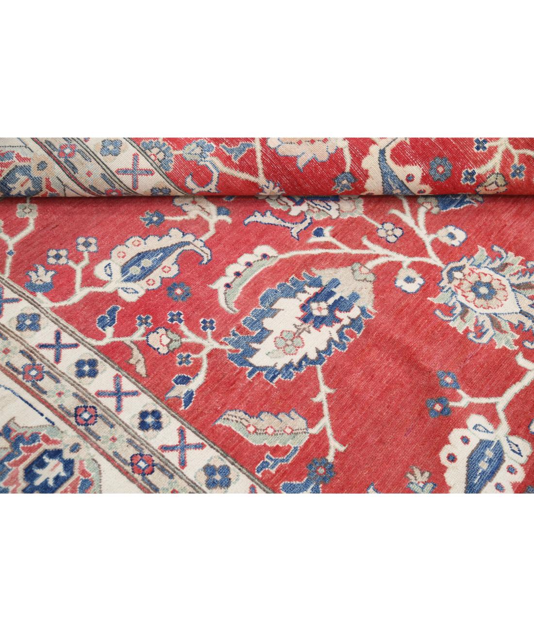 Hand Knotted Tribal Kazak Wool Rug - 12'1'' x 15'3'' 12' 1" X 15' 3" (368 X 465) / Red / Ivory