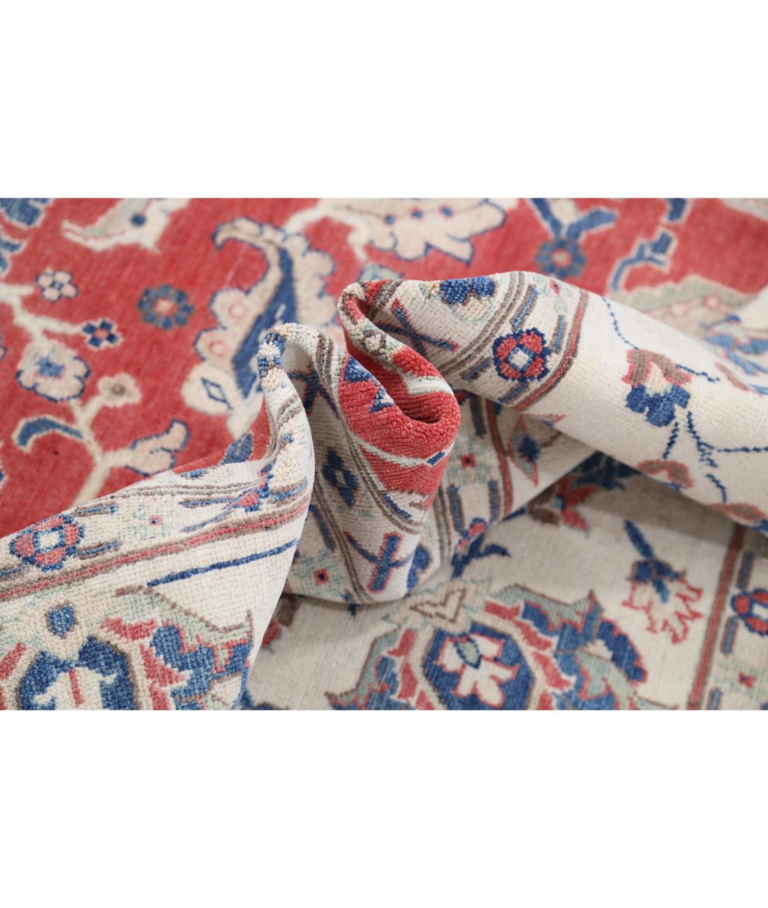 Hand Knotted Tribal Kazak Wool Rug - 12'1'' x 15'3'' 12' 1" X 15' 3" (368 X 465) / Red / Ivory