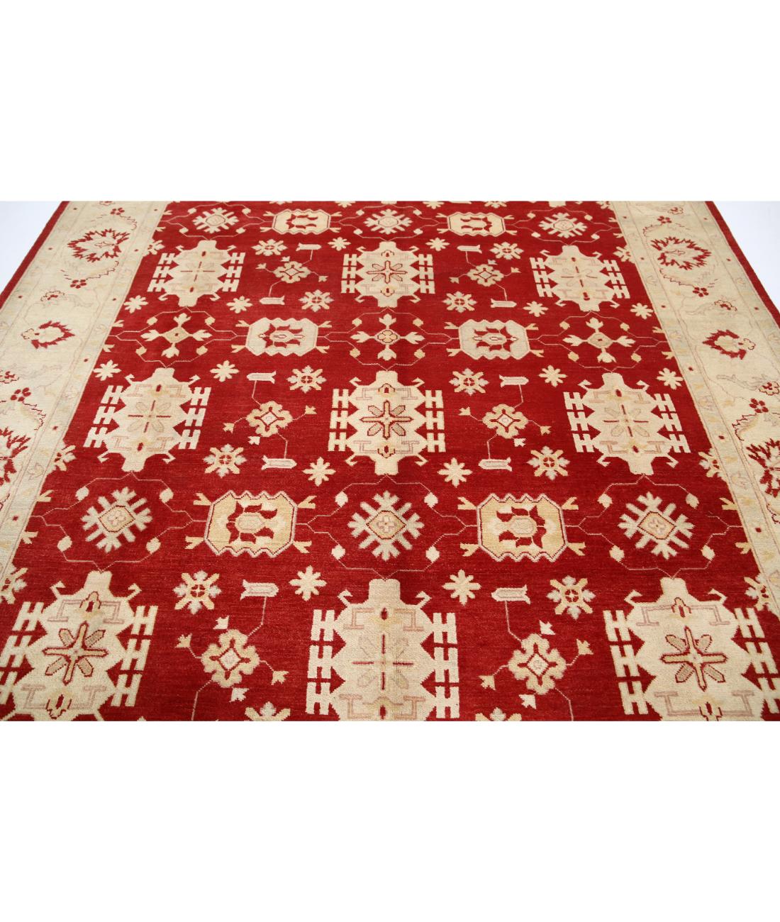 Hand Knotted Tribal Kazak Wool Rug - 8'11'' x 11'9'' 8' 11" X 11' 9" (272 X 358) / Red / Ivory
