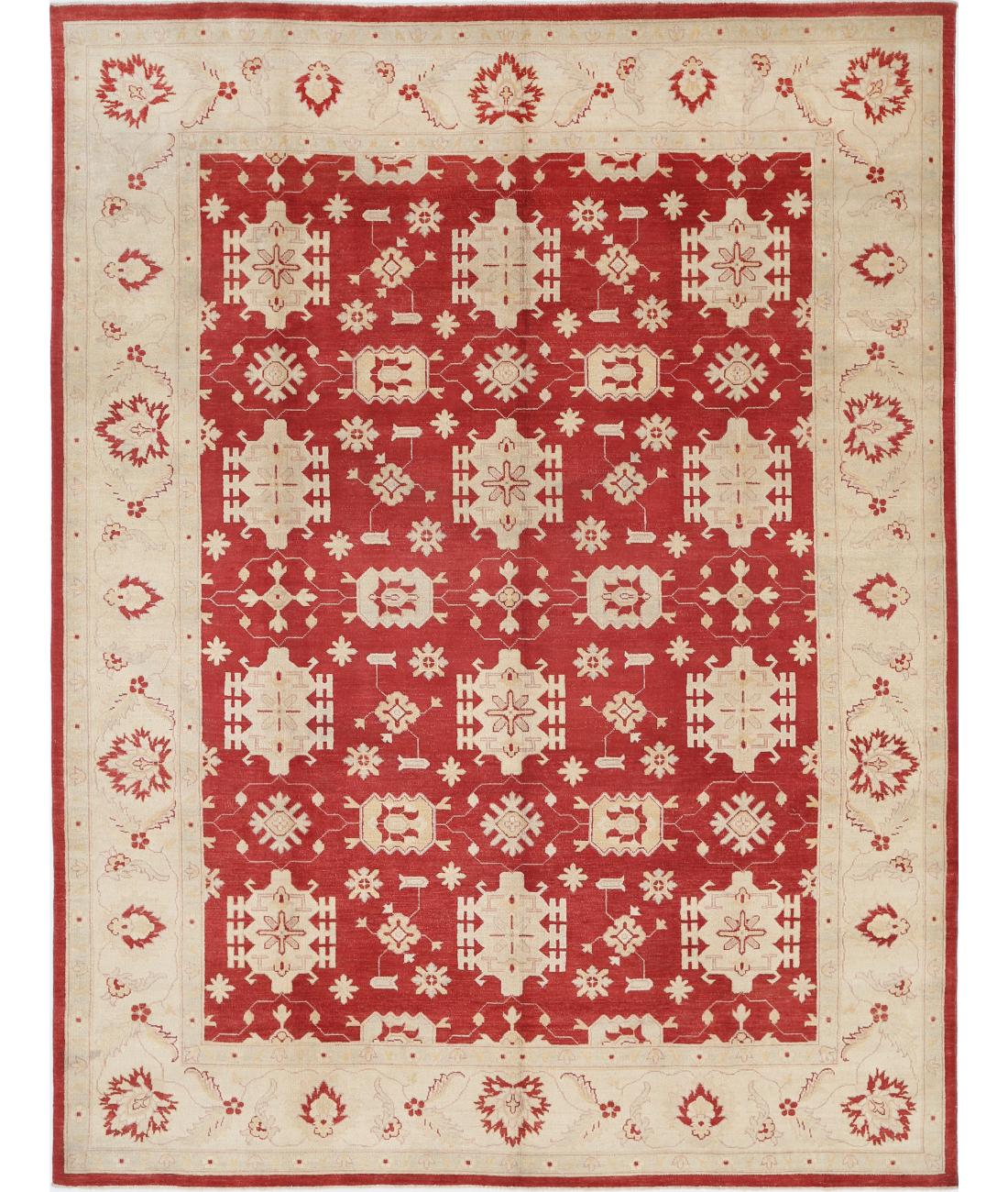 Hand Knotted Tribal Kazak Wool Rug - 8&#39;11&#39;&#39; x 11&#39;9&#39;&#39; 8&#39; 11&quot; X 11&#39; 9&quot; (272 X 358) / Red / Ivory
