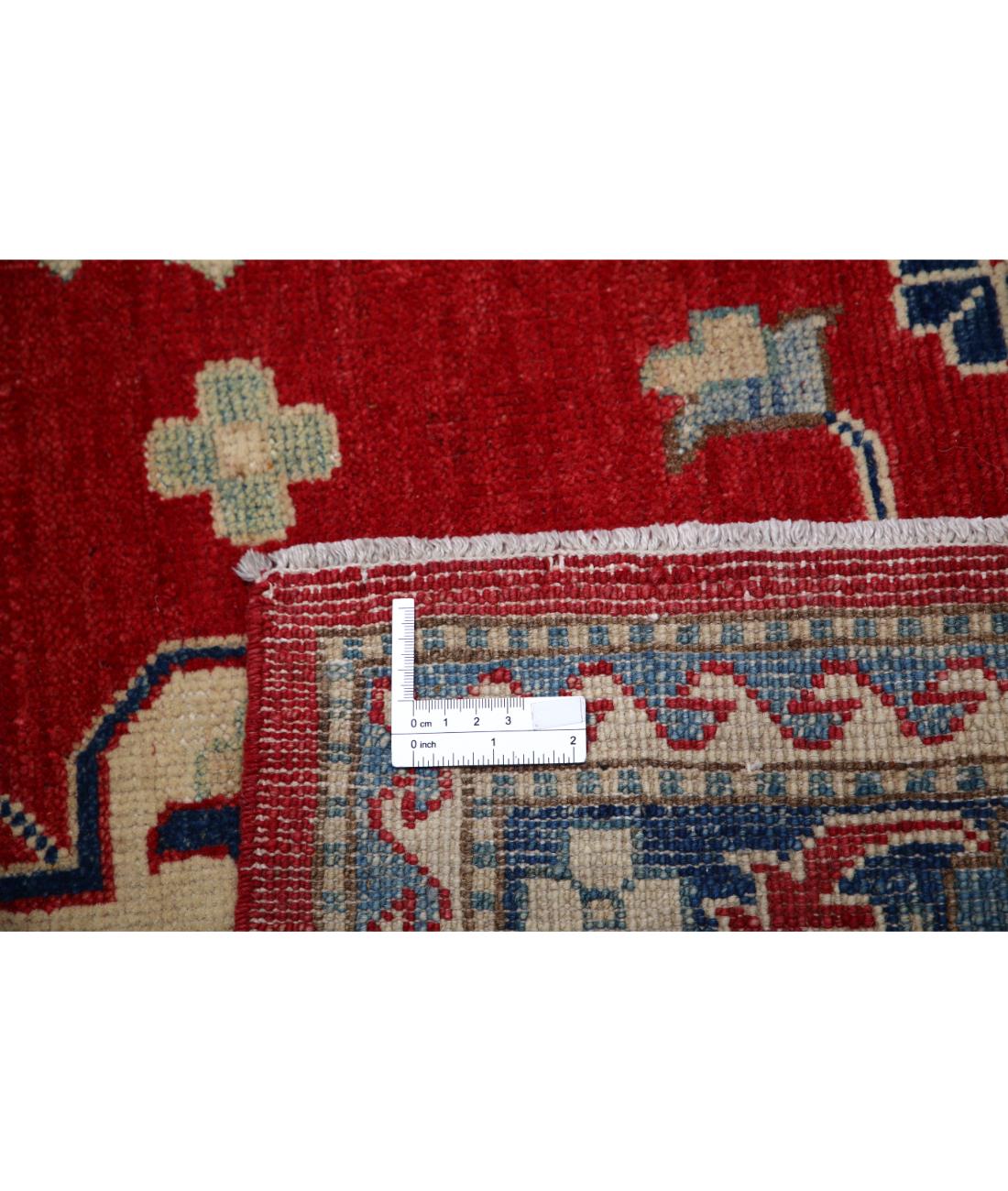 Hand Knotted Tribal Kazak Wool Rug - 9'8'' x 12'5'' 9' 8" X 12' 5" (295 X 378) / Red / Ivory