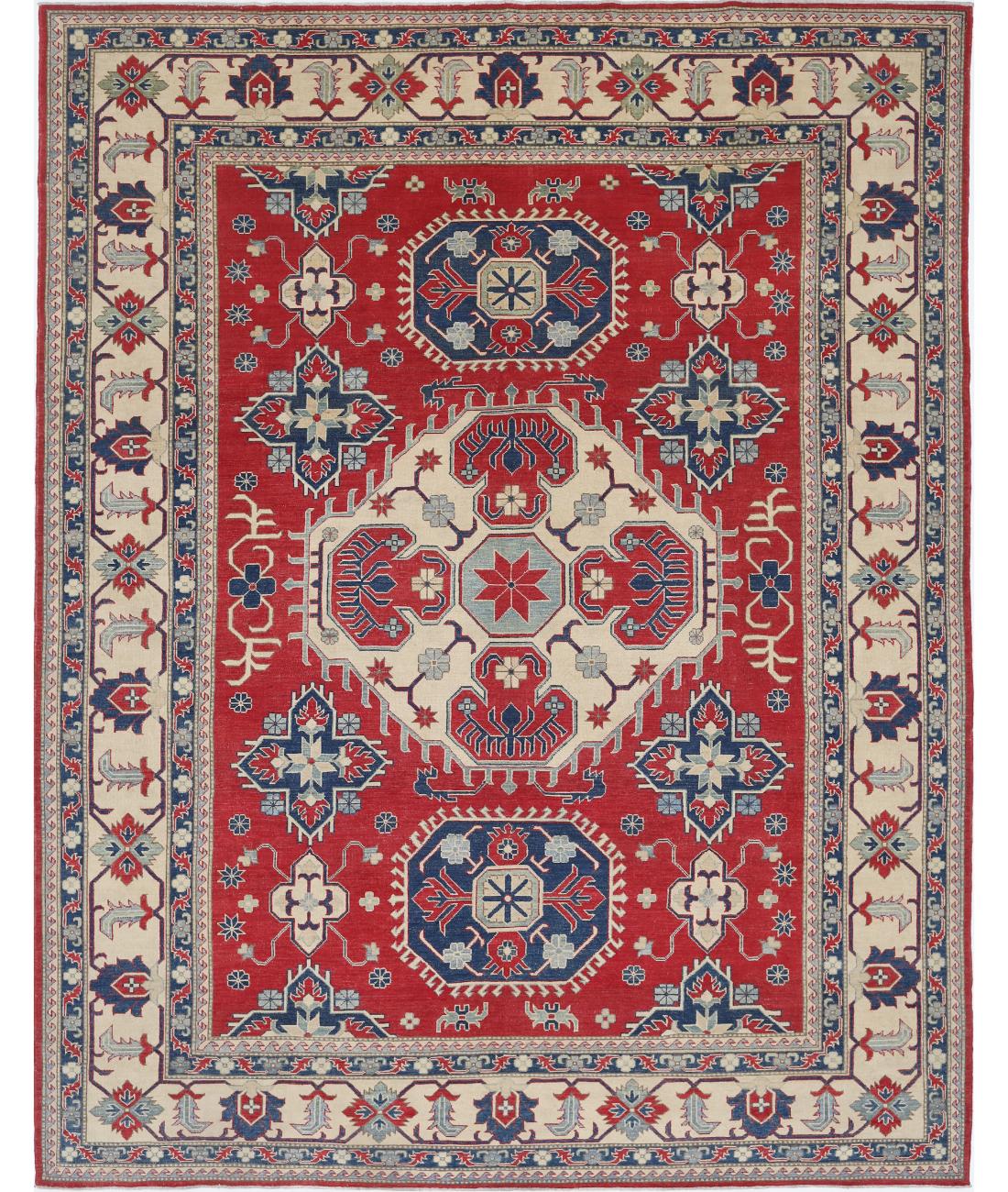 Hand Knotted Tribal Kazak Wool Rug - 9&#39;8&#39;&#39; x 12&#39;5&#39;&#39; 9&#39; 8&quot; X 12&#39; 5&quot; (295 X 378) / Red / Ivory