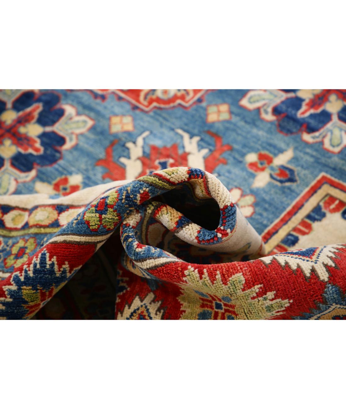 Hand Knotted Tribal Kazak Wool Rug - 9'9'' x 10'0'' 9' 9" X 10' 0" (297 X 305) / Ivory / Red