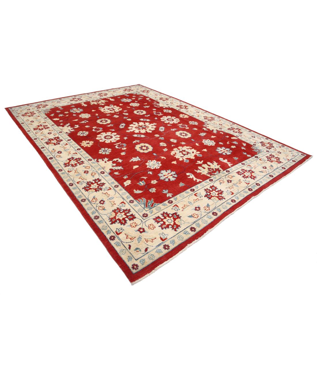 Hand Knotted Tribal Kazak Wool Rug - 8'10'' x 11'9'' 8' 10" X 11' 9" (269 X 358) / Red / Ivory