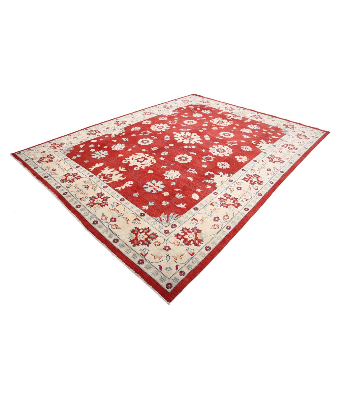 Hand Knotted Tribal Kazak Wool Rug - 8'10'' x 11'9'' 8' 10" X 11' 9" (269 X 358) / Red / Ivory