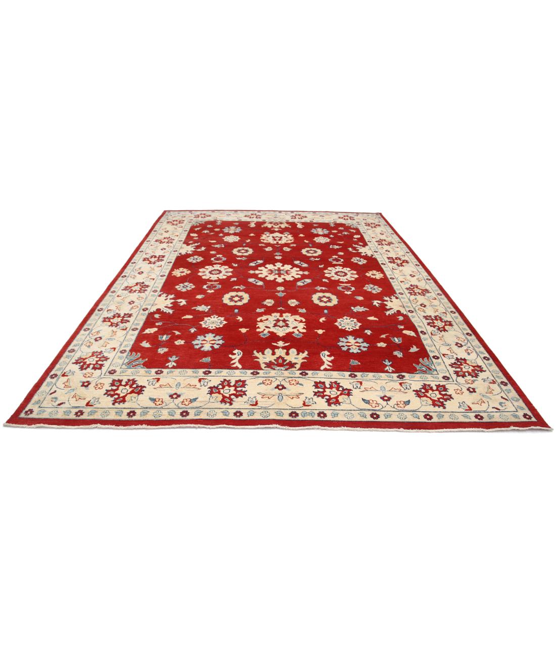 Hand Knotted Tribal Kazak Wool Rug - 8'10'' x 11'9'' 8' 10" X 11' 9" (269 X 358) / Red / Ivory