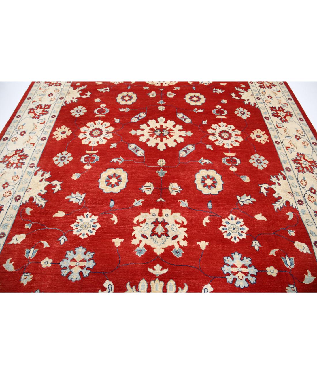 Hand Knotted Tribal Kazak Wool Rug - 8'10'' x 11'9'' 8' 10" X 11' 9" (269 X 358) / Red / Ivory