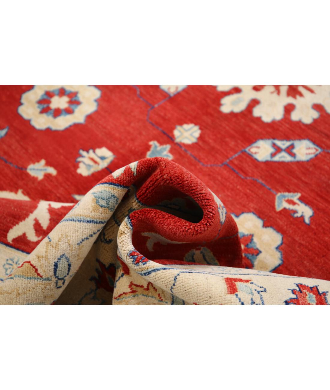 Hand Knotted Tribal Kazak Wool Rug - 8'10'' x 11'9'' 8' 10" X 11' 9" (269 X 358) / Red / Ivory
