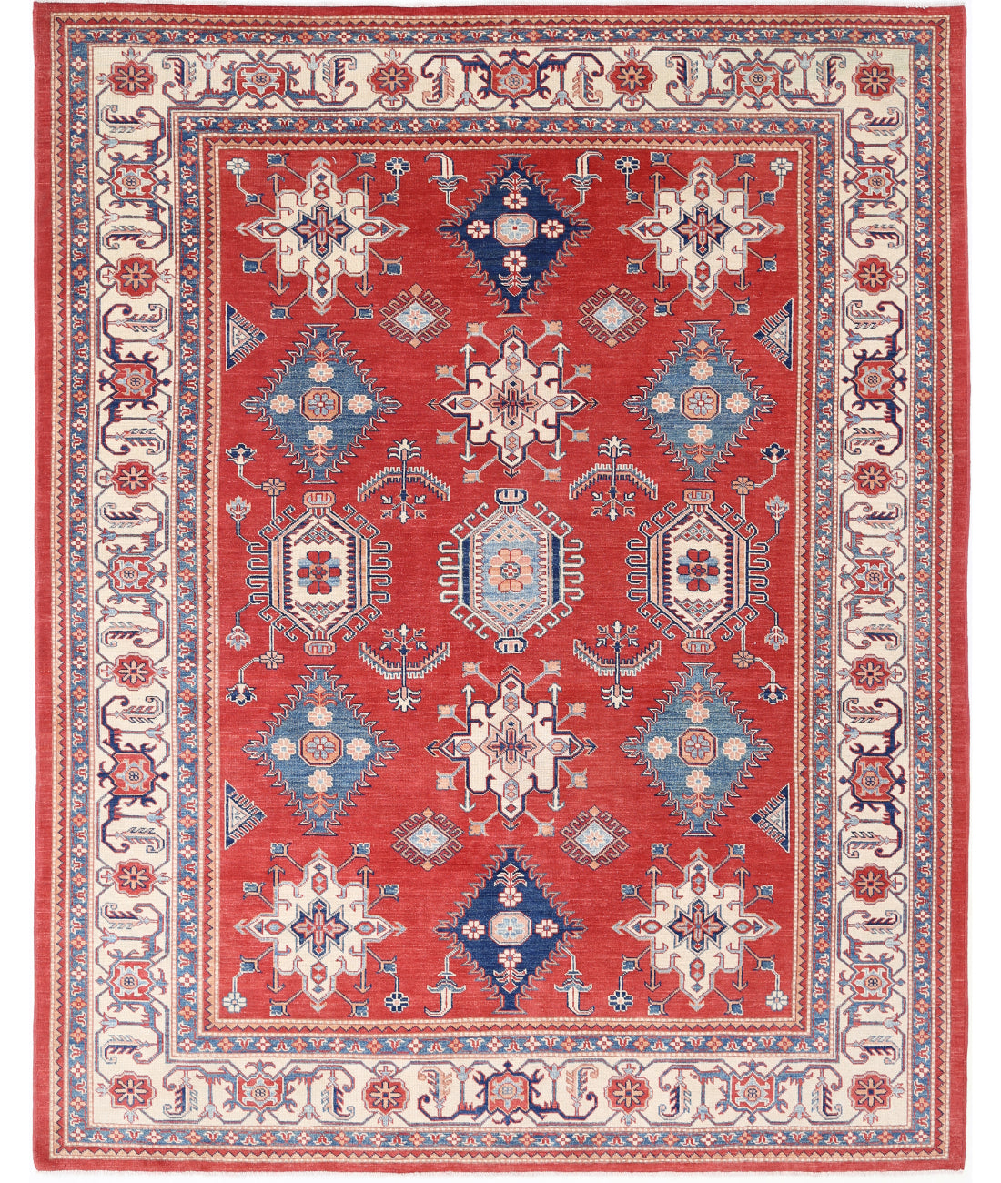 Hand Knotted Tribal Kazak Wool Rug - 9'4'' x 11'10''