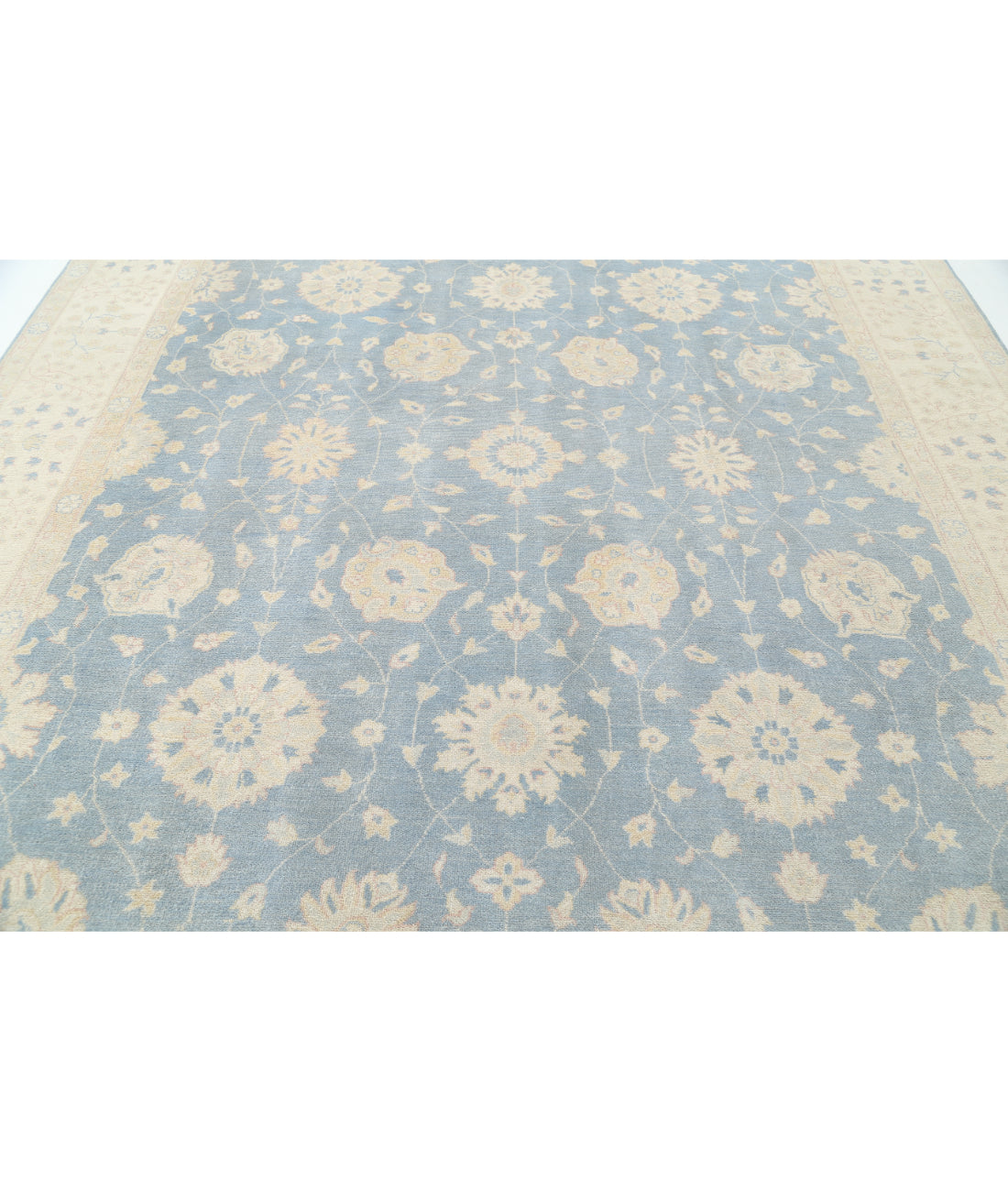 Hand Knotted Tribal Kazak Wool Rug - 9'7'' x 13'4'' 9' 7" X 13' 4" (292 X 406) / Blue / Ivory