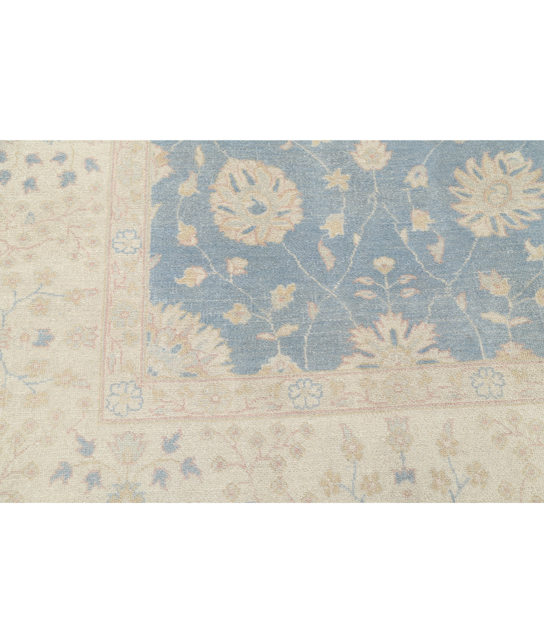 Hand Knotted Tribal Kazak Wool Rug - 9'7'' x 13'4'' 9' 7" X 13' 4" (292 X 406) / Blue / Ivory