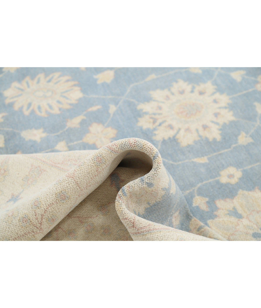 Hand Knotted Tribal Kazak Wool Rug - 9'7'' x 13'4'' 9' 7" X 13' 4" (292 X 406) / Blue / Ivory