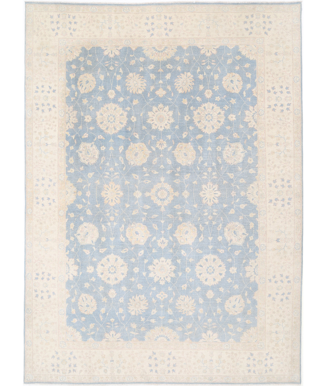 Hand Knotted Tribal Kazak Wool Rug - 9&#39;7&#39;&#39; x 13&#39;4&#39;&#39; 9&#39; 7&quot; X 13&#39; 4&quot; (292 X 406) / Blue / Ivory