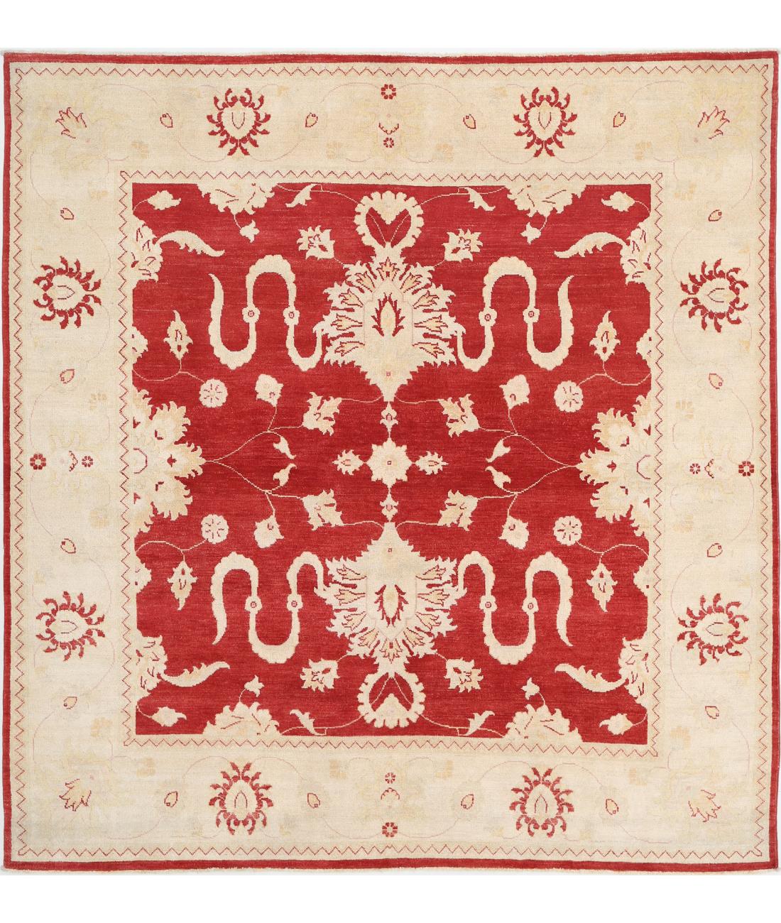 Hand Knotted Tribal Kazak Wool Rug - 7&#39;11&#39;&#39; x 8&#39;3&#39;&#39; 7&#39; 11&quot; X 8&#39; 3&quot; (241 X 251) / Red / Ivory