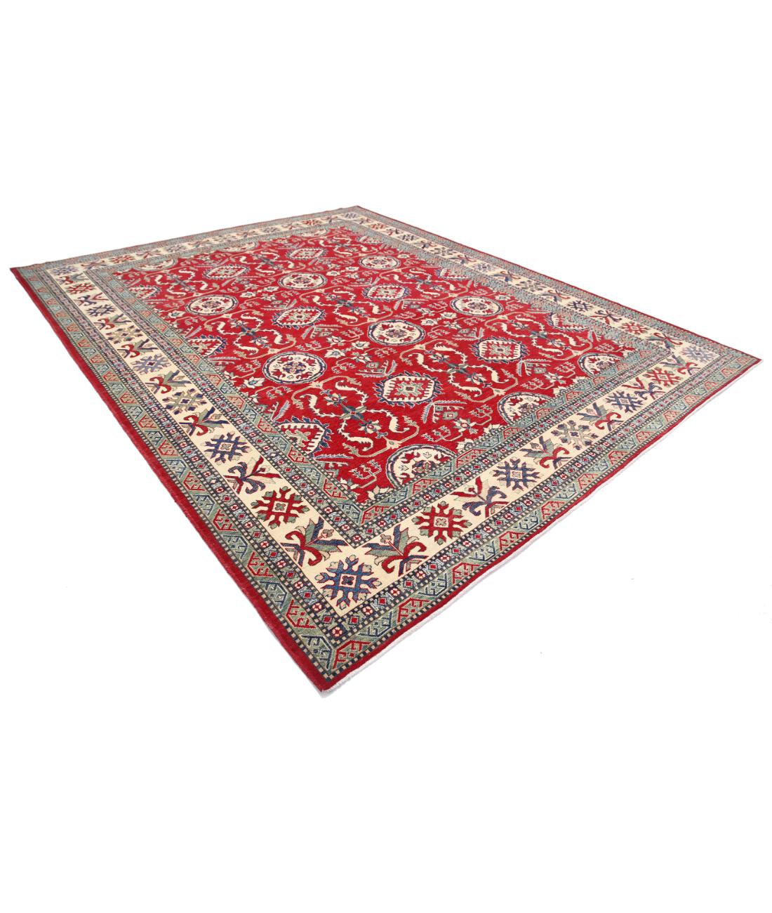 Hand Knotted Tribal Kazak Wool Rug - 10'2'' x 12'9'' 10' 2" X 12' 9" (310 X 389) / Red / Ivory