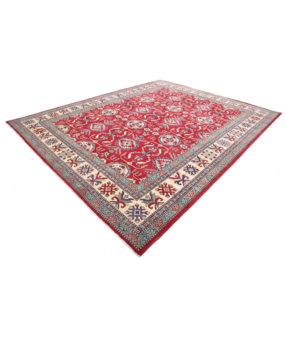 Hand Knotted Tribal Kazak Wool Rug - 10'2'' x 12'9'' 10' 2" X 12' 9" (310 X 389) / Red / Ivory