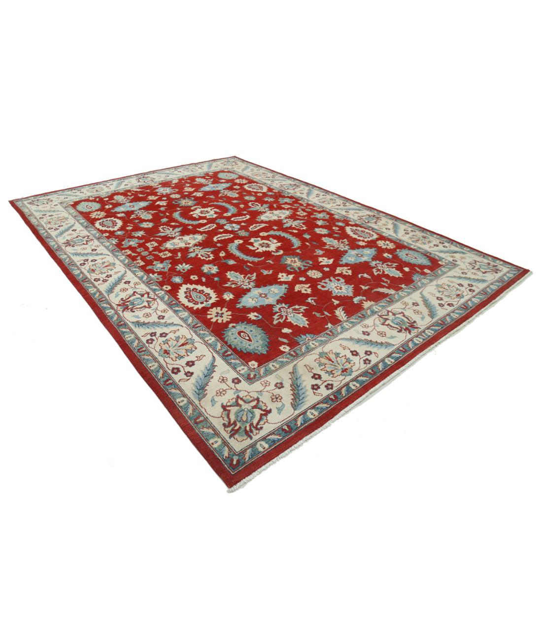 Hand Knotted Tribal Kazak Wool Rug - 8'10'' x 12'2'' 8' 10" X 12' 2" (269 X 371) / Red / Ivory