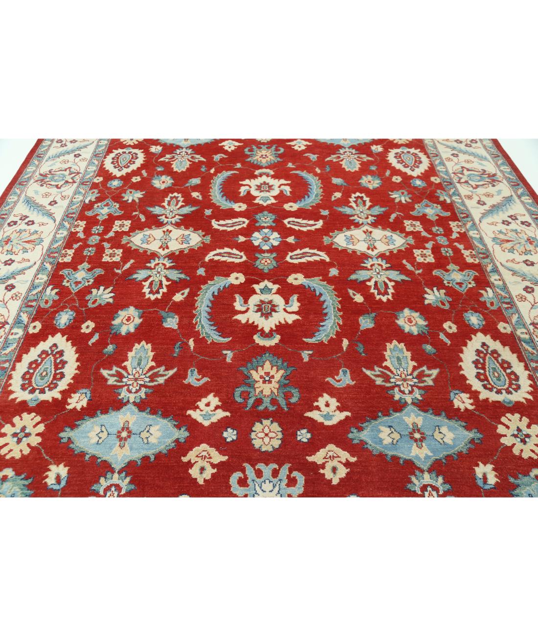 Hand Knotted Tribal Kazak Wool Rug - 8'10'' x 12'2'' 8' 10" X 12' 2" (269 X 371) / Red / Ivory