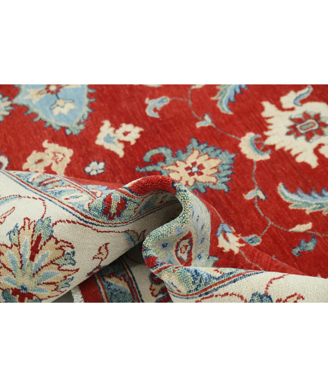 Hand Knotted Tribal Kazak Wool Rug - 8'10'' x 12'2'' 8' 10" X 12' 2" (269 X 371) / Red / Ivory