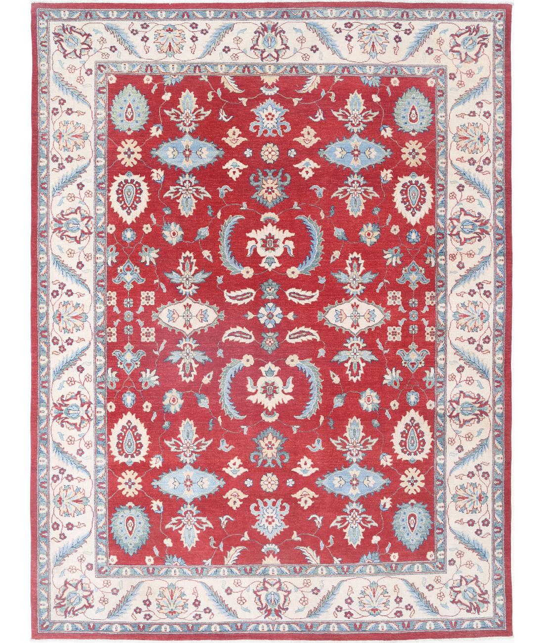 Hand Knotted Tribal Kazak Wool Rug - 8&#39;10&#39;&#39; x 12&#39;2&#39;&#39; 8&#39; 10&quot; X 12&#39; 2&quot; (269 X 371) / Red / Ivory