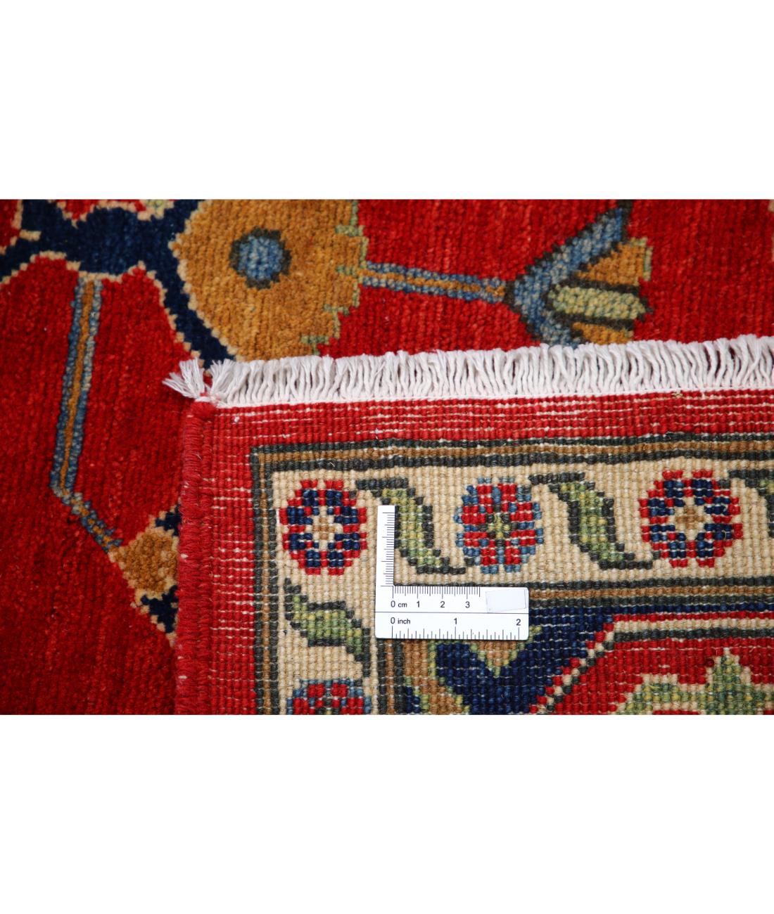 Hand Knotted Tribal Kazak Wool Rug - 10'1'' x 13'7'' 10' 1" X 13' 7" (307 X 414) / Ivory / Blue
