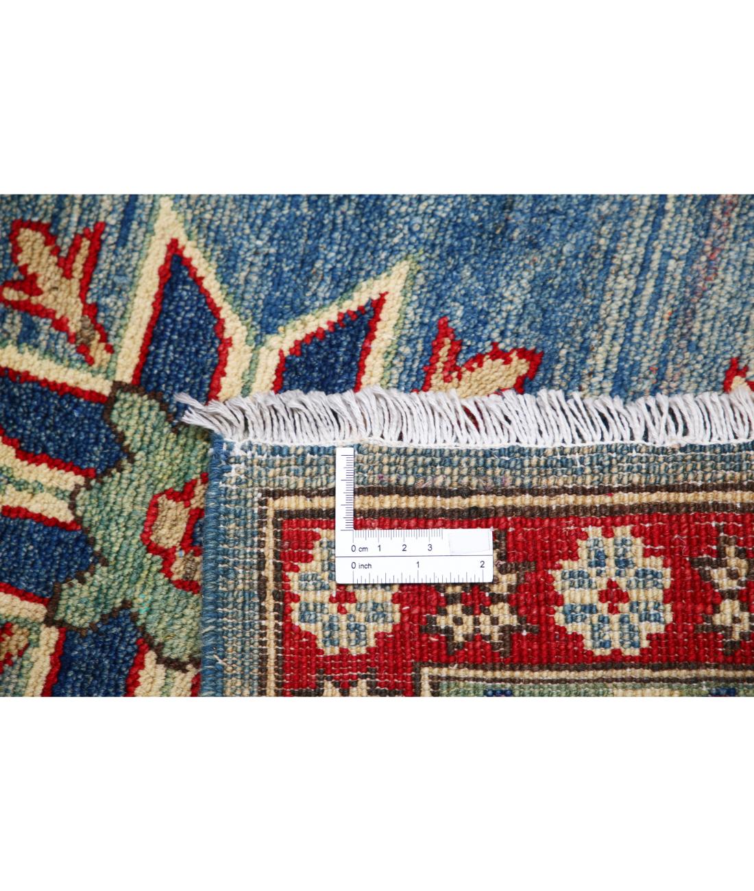 Hand Knotted Tribal Kazak Wool Rug - 10'0'' x 13'10'' 10' 0" X 13' 10" (305 X 422) / Blue / Ivory