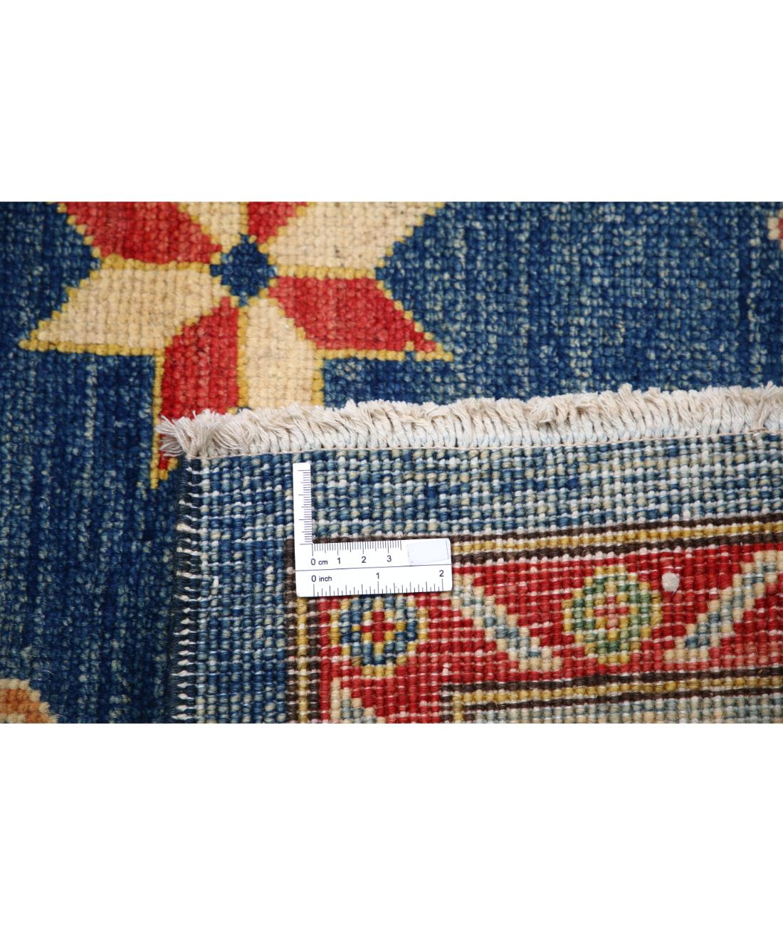 Hand Knotted Tribal Kazak Wool Rug - 9'11'' x 14'3'' 9' 11" X 14' 3" (302 X 434) / Blue / Ivory