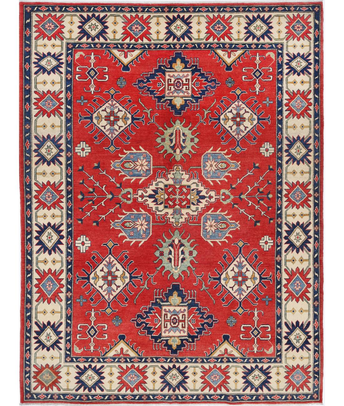 Hand Knotted Tribal Kazak Wool Rug - 6'10'' x 9'2''