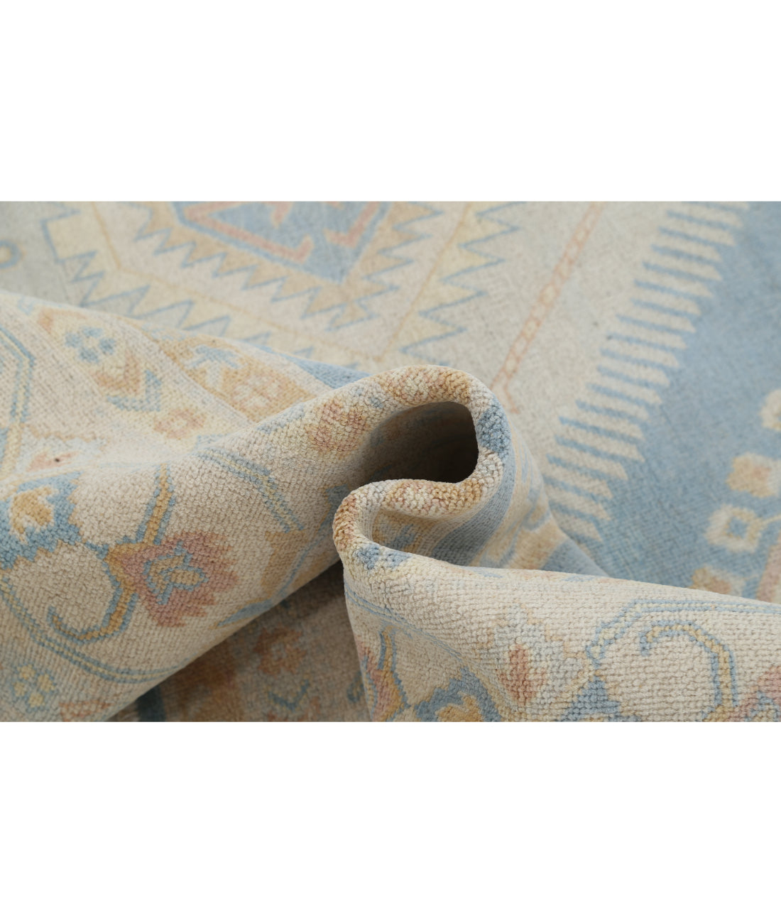 Hand Knotted Tribal Kazak Wool Rug - 8'9'' x 11'9'' 8' 9" X 11' 9" (267 X 358) / Blue / Ivory