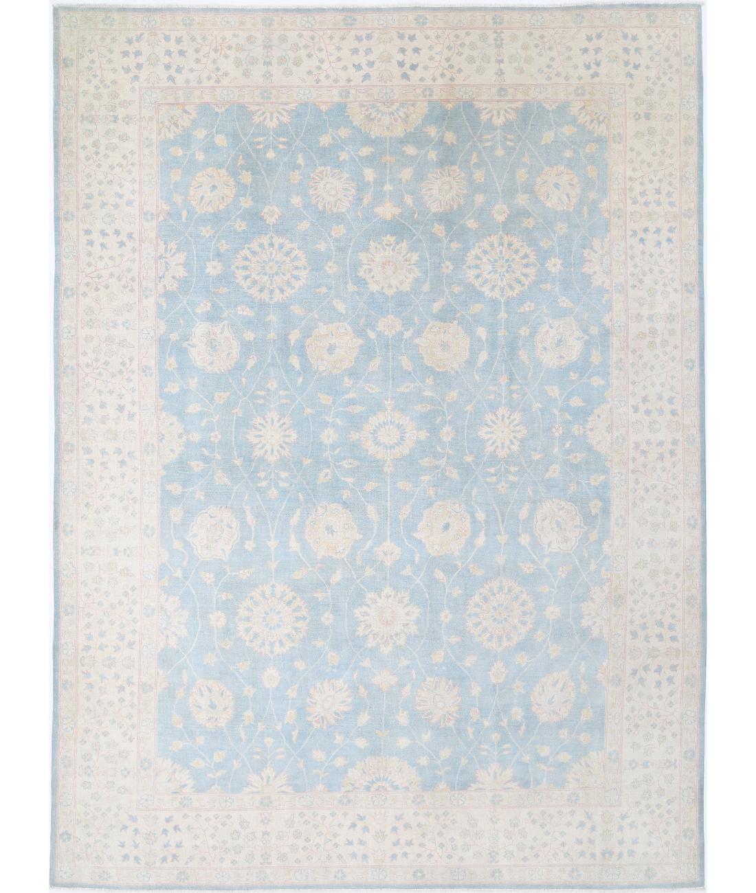 Hand Knotted Tribal Kazak Wool Rug - 9&#39;10&#39;&#39; x 13&#39;6&#39;&#39; 9&#39; 10&quot; X 13&#39; 6&quot; (300 X 411) / Blue / Ivory