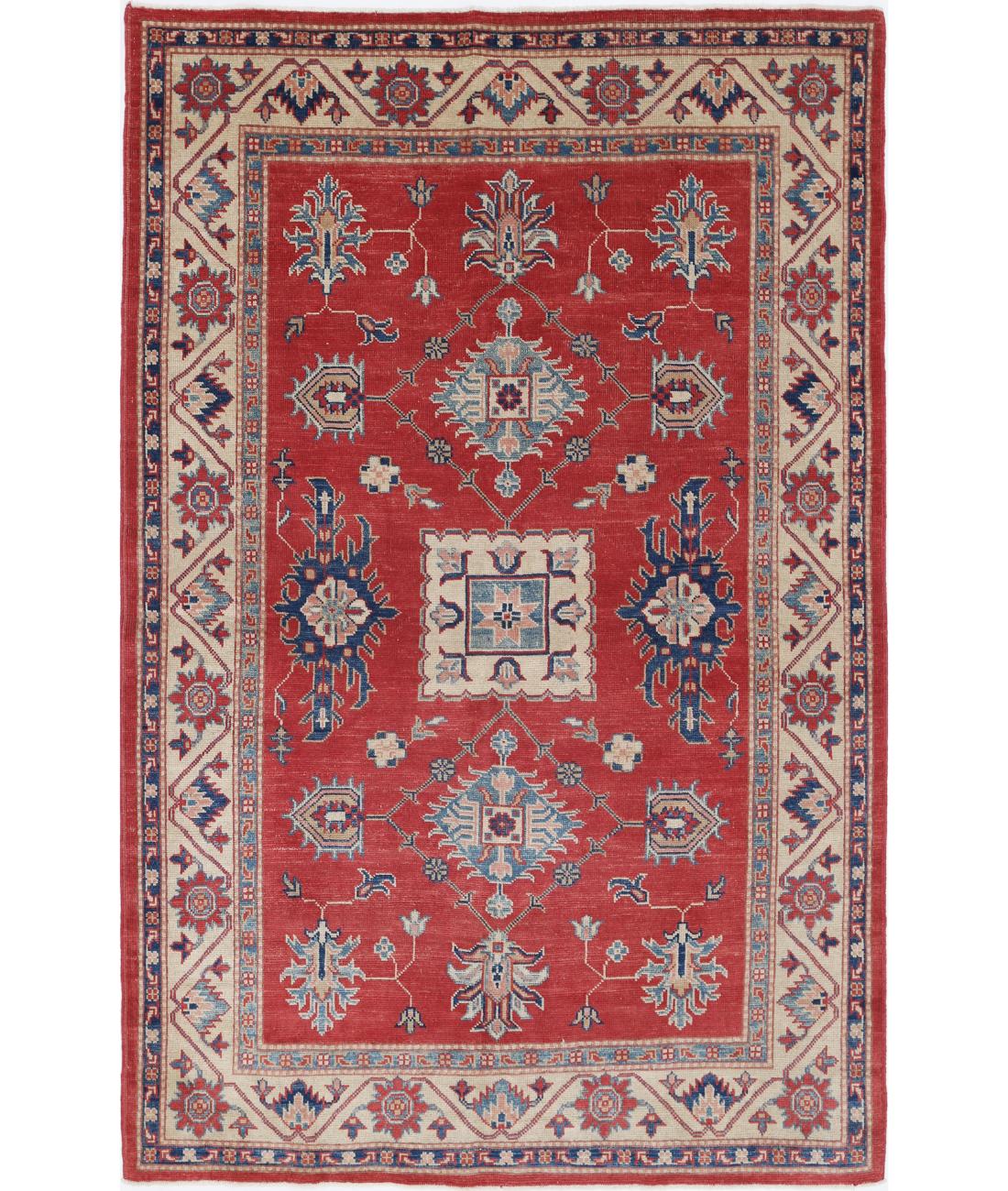 Hand Knotted Tribal Kazak Wool Rug - 5'0'' x 7'9''