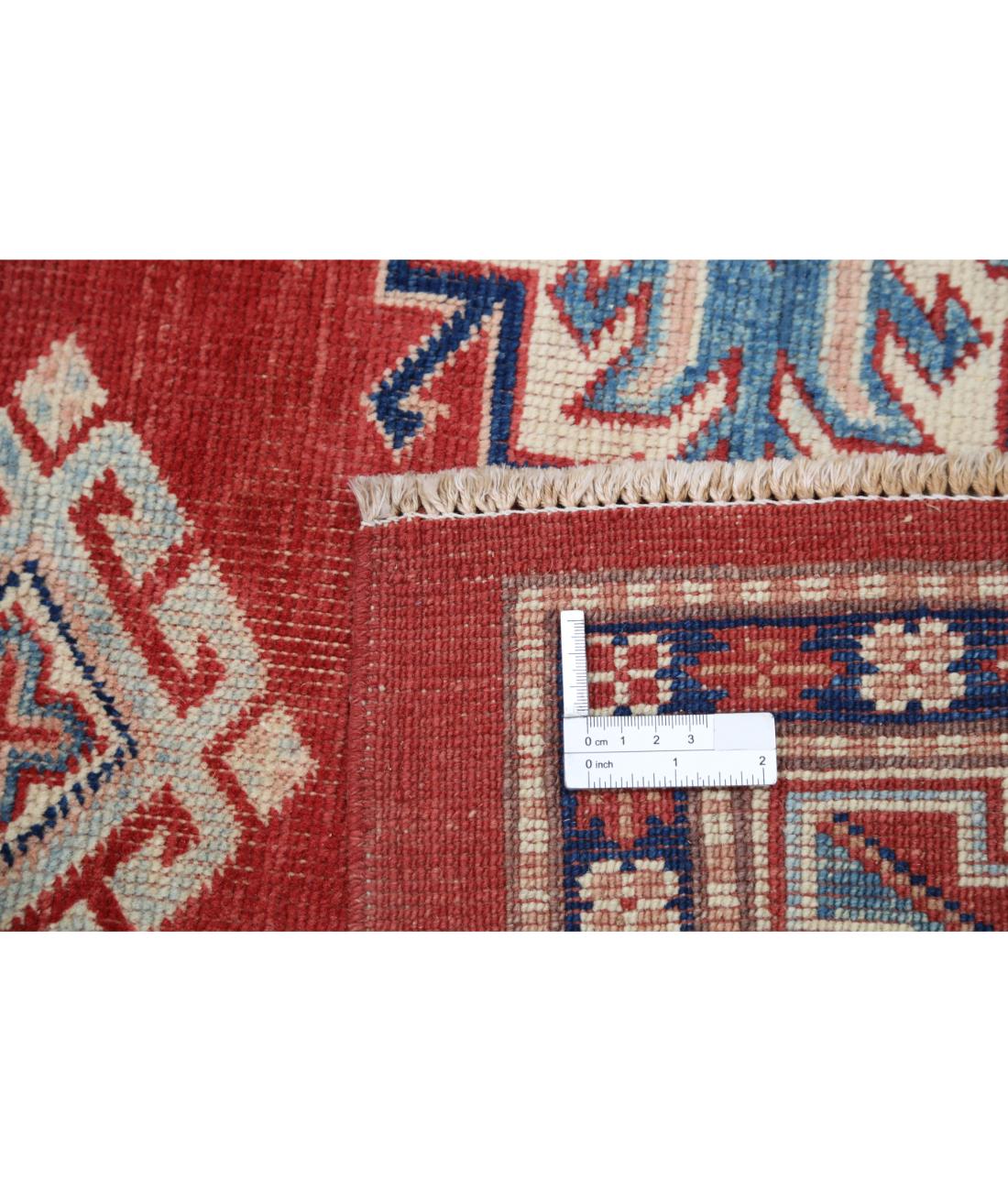 Hand Knotted Tribal Kazak Wool Rug - 4'11'' x 6'0'' 4' 11" X 6' 0" (150 X 183) / Red / Ivory