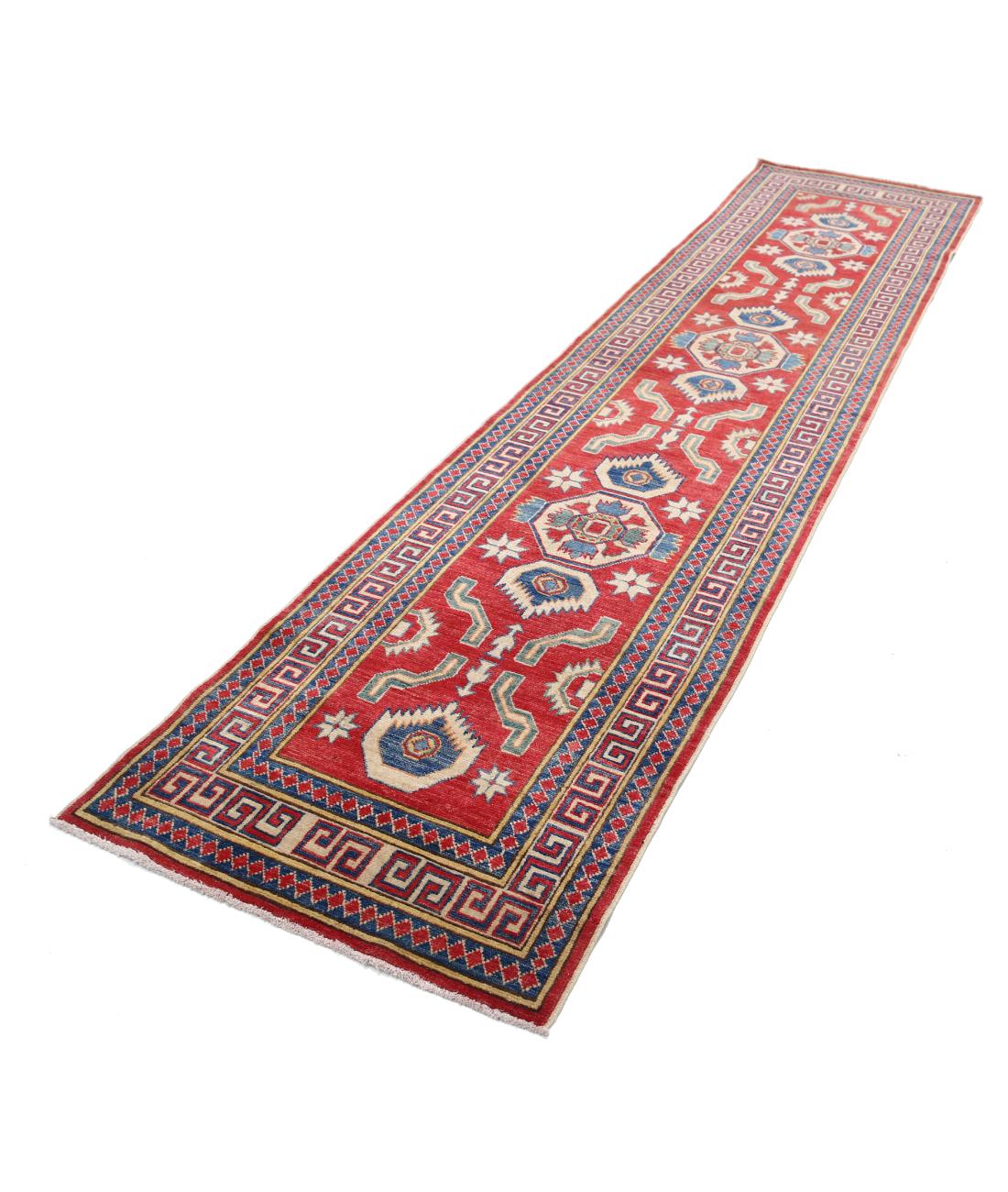 Hand Knotted Tribal Kazak Wool Rug - 2'8'' x 11'7''