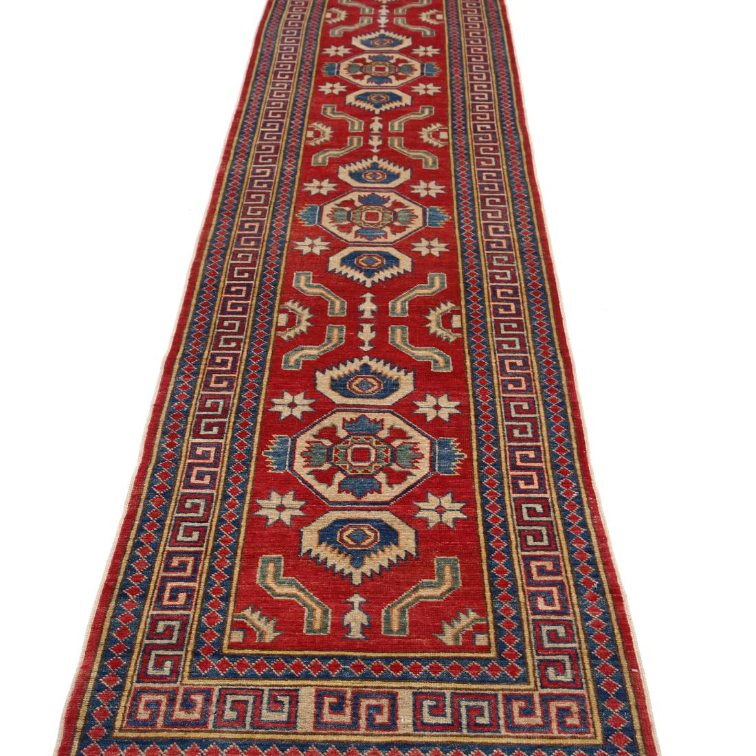 Hand Knotted Tribal Kazak Wool Rug - 2'8'' x 11'7''