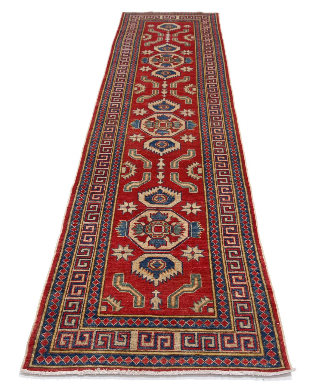 Hand Knotted Tribal Kazak Wool Rug - 2'8'' x 11'7''