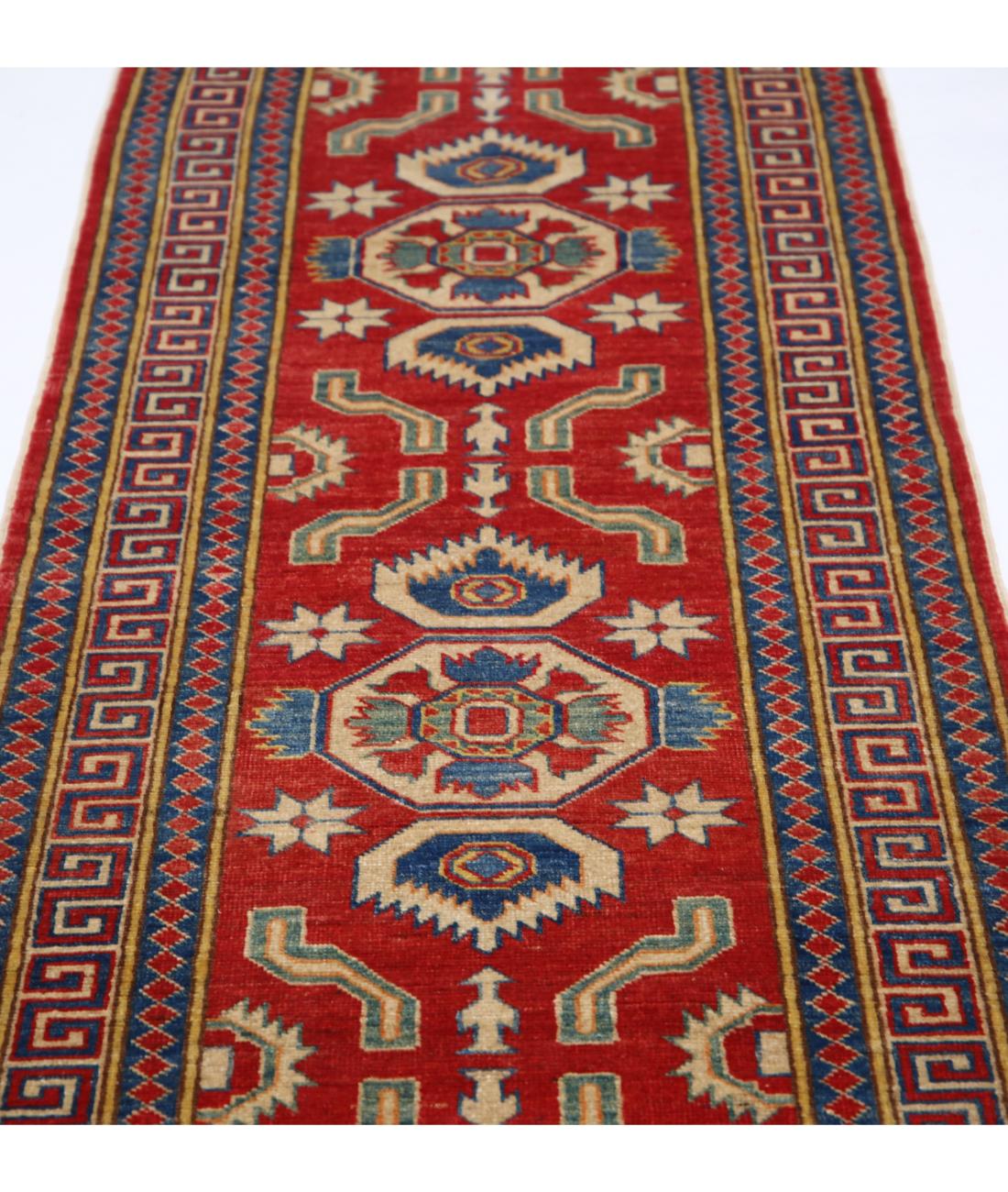 Hand Knotted Tribal Kazak Wool Rug - 2'8'' x 11'7''