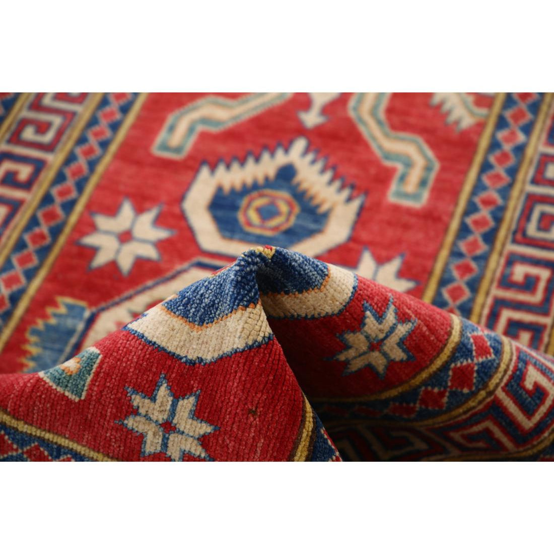 Hand Knotted Tribal Kazak Wool Rug - 2'8'' x 11'7''