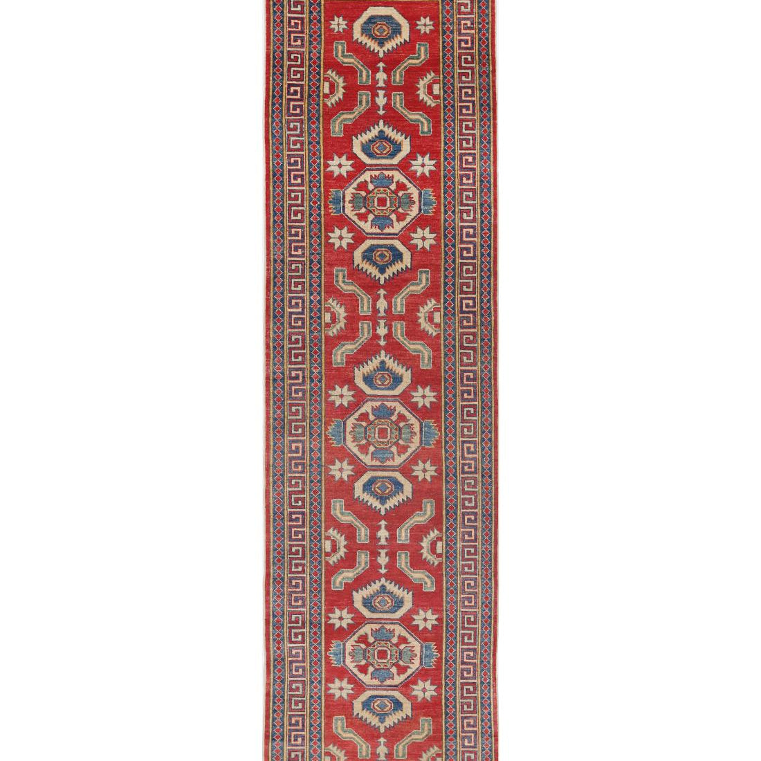 Hand Knotted Tribal Kazak Wool Rug - 2'8'' x 11'7''