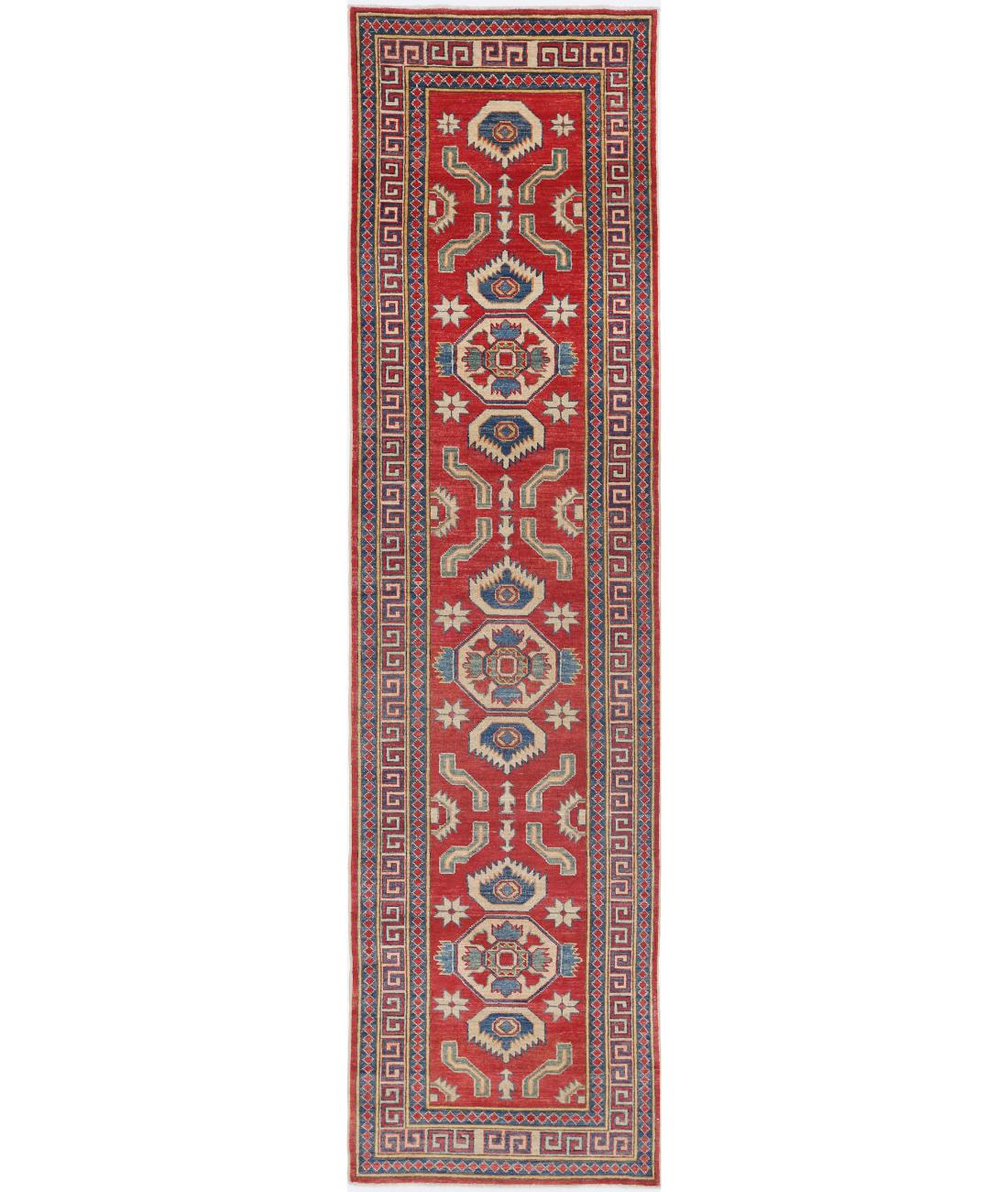 Hand Knotted Tribal Kazak Wool Rug - 2'8'' x 11'7''