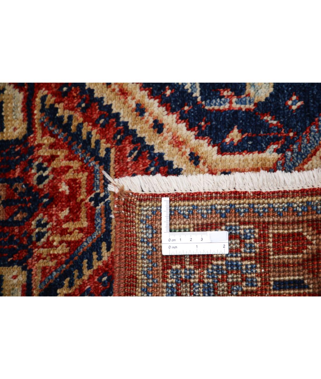 Hand Knotted Tribal Kazak Wool Rug - 2'6'' x 10'2'' 2' 6" X 10' 2" (76 X 310) / Red / Blue