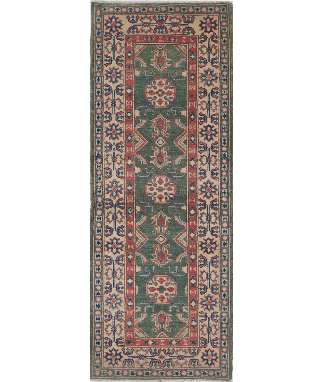 Hand Knotted Tribal Kazak Wool Rug - 2&#39;1&#39;&#39; x 5&#39;8&#39;&#39;