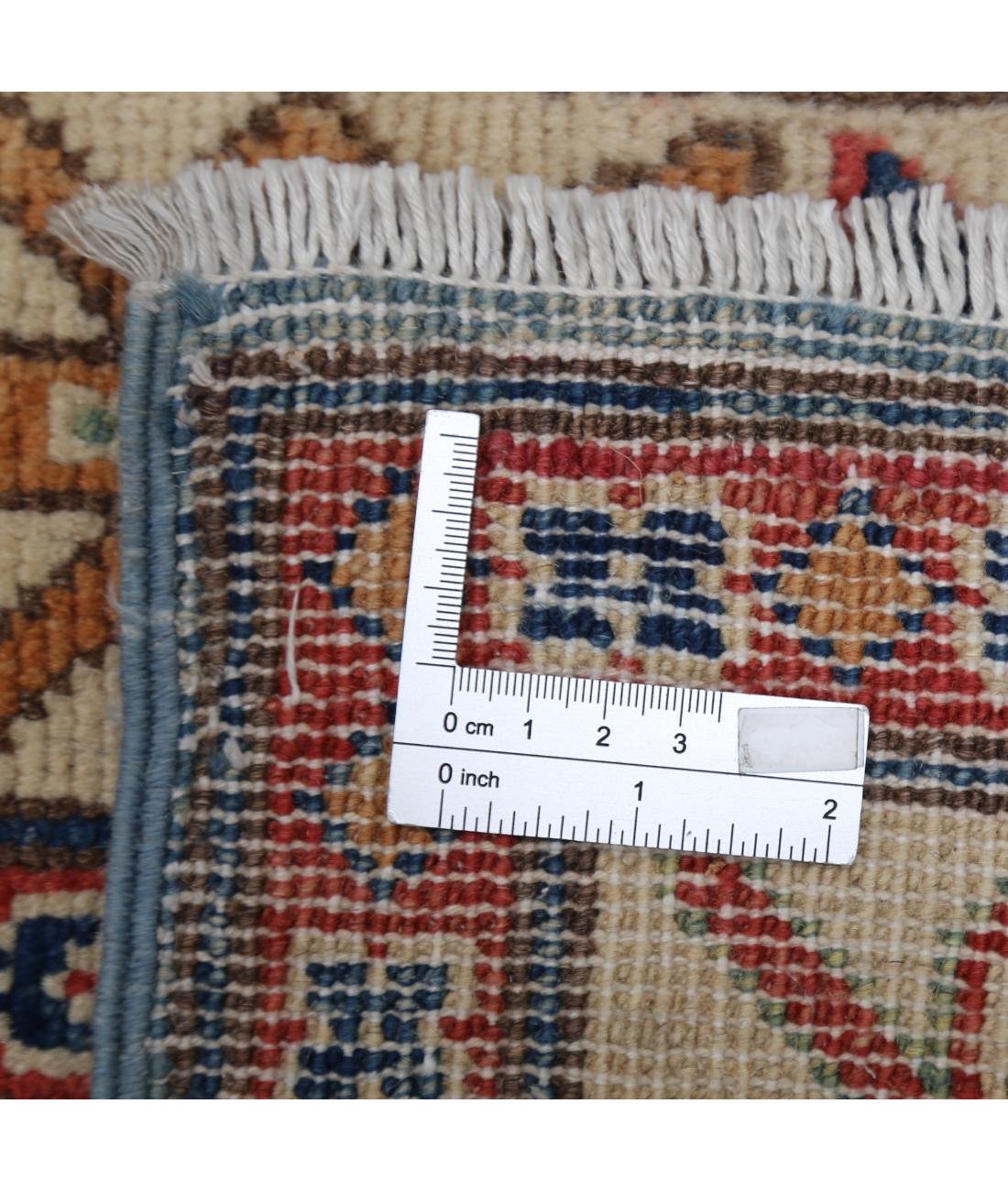 Hand Knotted Tribal Kazak Wool Rug - 2'10'' x 4'8'' 2' 10" X 4' 8" (86 X 142) / Blue / Ivory