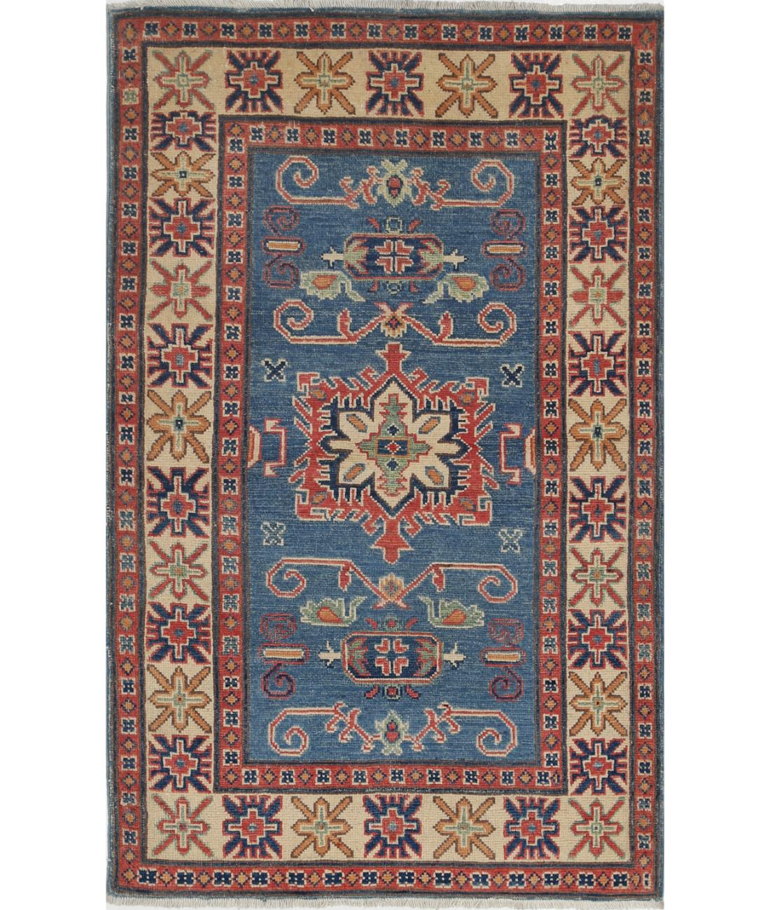 Hand Knotted Tribal Kazak Wool Rug - 2'10'' x 4'8''